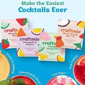 4-Piece Variety Premium Cocktail/Mocktail Single Serve Low Sugar Travel Mixers